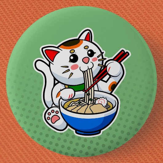 Lucky Cat Ramen Ronde Button 5,7 Cm