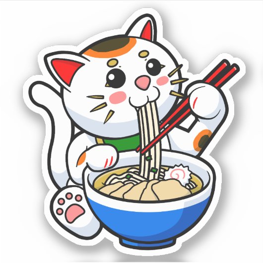 Lucky Cat Ramen Sticker (Voorkant)