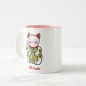 Lucky Cat Tweekleurige Koffiemok (Voorkant links)