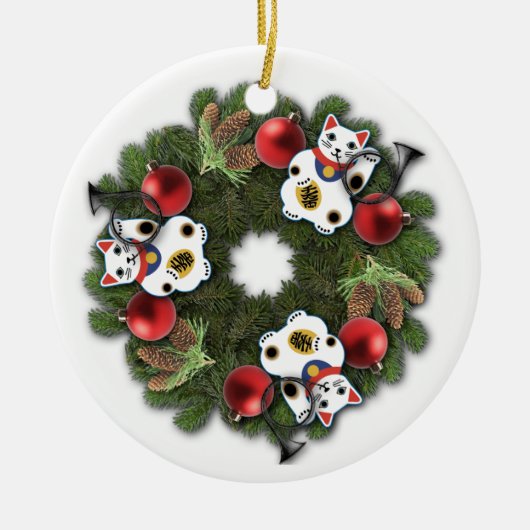 Lucky Cat Wreath Ornament (Voorkant)