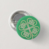 Lucky Celtic Four Leaf Clover Button (Voorkant /achterkant)