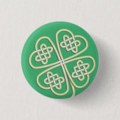 Lucky Celtic Four Leaf Clover Button (Voorkant)