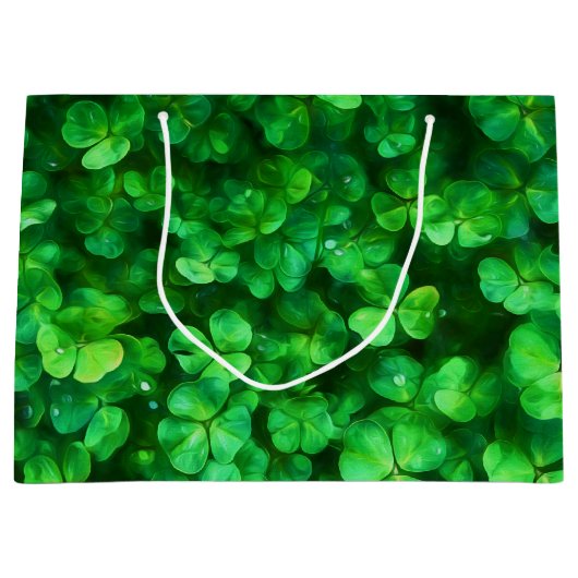Lucky Celtic Irish Green Shamrocks Groot Cadeauzakje (Voorkant)