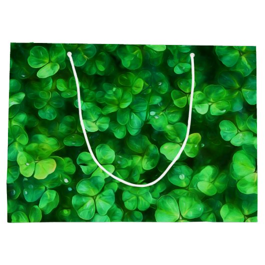 Lucky Celtic Irish Green Shamrocks Groot Cadeauzakje (Achterkant)