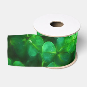 Lucky Celtic Irish Green Shamrocks Grosgrain Lint