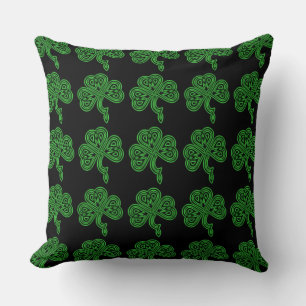 Lucky Celtic Shamrock Green & Black Sierkussen