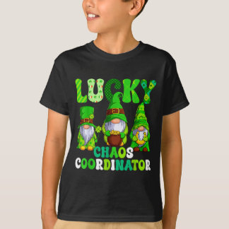 Lucky chaos coordinator shamrock leopard gnomes t-shirt