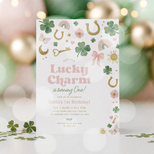 Lucky Charm 1e verjaardag St Patricks Day Regenboo Kaart