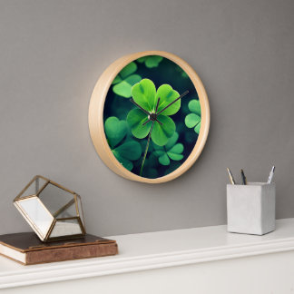 Lucky Charm 4-Leaf Clover Wall Clock