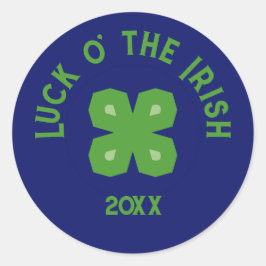 Lucky Charm Abstracte 4-Leaf Clover op Blauw Ronde Sticker