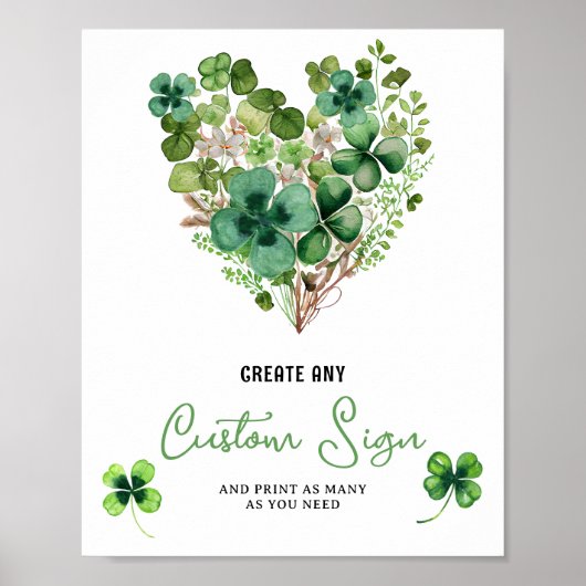 Lucky Charm Baby shower Shamrock Custom Sign Poster (Voorkant)