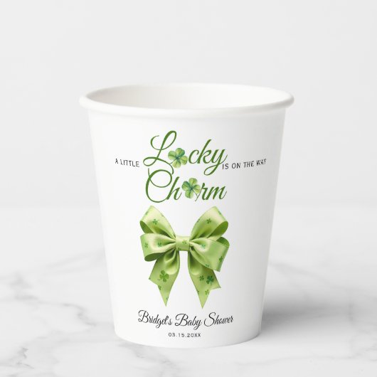 Lucky Charm Bow St. Patrick's Day baby shower Papieren Bekers (Voorkant)
