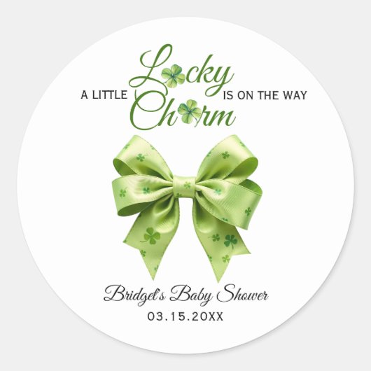 Lucky Charm Bow St. Patrick's Day baby shower Ronde Sticker (Voorkant)