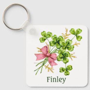 Lucky Charm Clover  Gepersonaliseerd Goed Luck Sleutelhanger