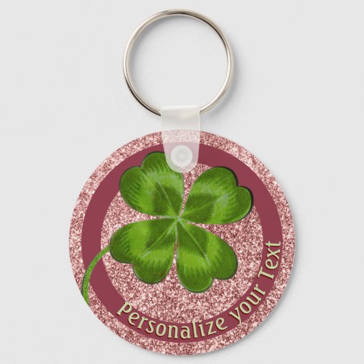 Lucky Charm Clover Girly persoonlijke geleend Sleutelhanger (Voorkant)