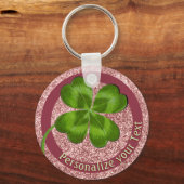 Lucky Charm Clover Girly persoonlijke geleend Sleutelhanger (Voorkant)