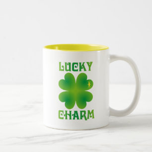 Lucky Charm green clover Tweekleurige Koffiemok