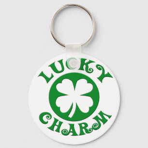 Lucky Charm Green/White Cirkel Sleutelhanger