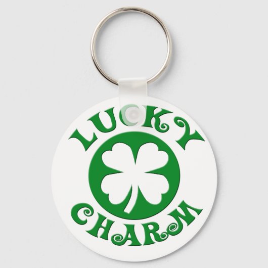 Lucky Charm Green/White Cirkel Sleutelhanger (Voorkant)