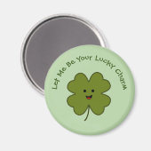 Lucky Charm Happy Four Leaf Clover Magneet (Voorkant / Achterkant)