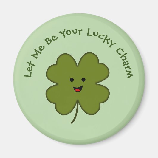 Lucky Charm Happy Four Leaf Clover Magneet (Voorkant)