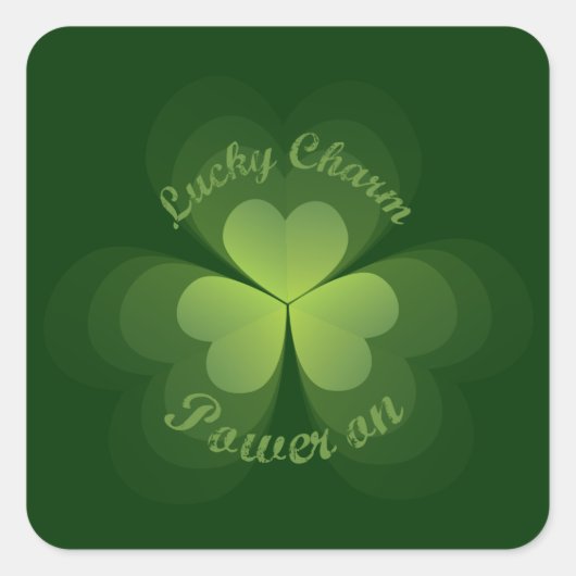 Lucky Charm ingeschakeld Vierkante Sticker (Voorkant)