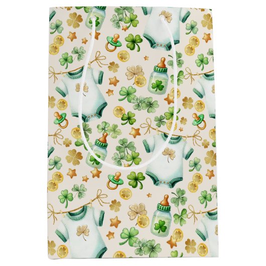 Lucky Charm Irish Baby shower Gift Bag Medium Cadeauzakje (Voorkant)