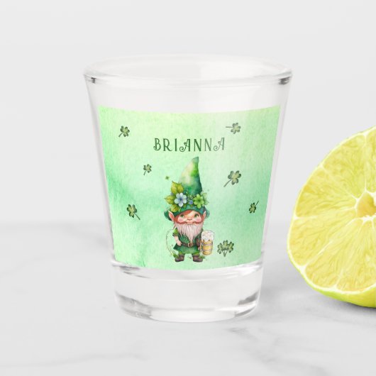 Lucky Charm Leprechaun Gnome - Gepersonaliseerd Shot Glas (Voorkant)