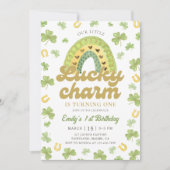 Lucky Charm Rainbow Shamrock Birthday  Invitation (Devant)