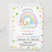Lucky Charm Rainbow Shamrock Verjaardag uitnodigin Kaart (Voorkant)