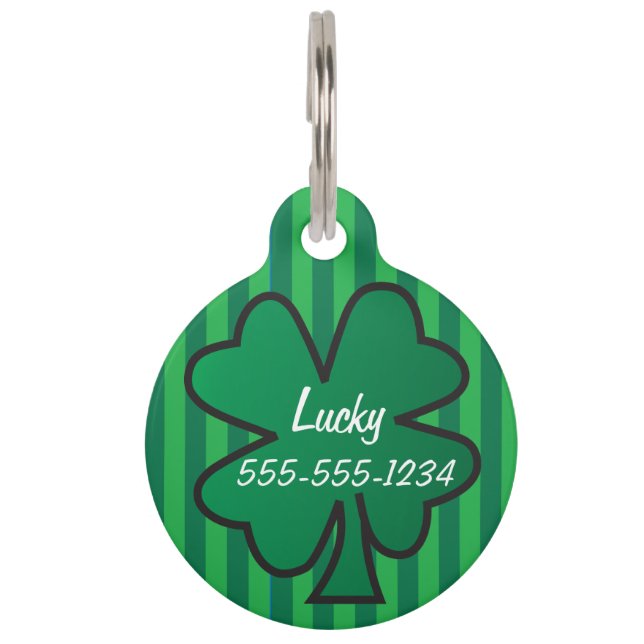 Lucky Charm Shamrock Huisdierpenning (Voorkant)