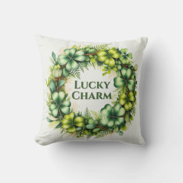 Lucky Charm Shamrock Wreath Throw Pillow Kussen