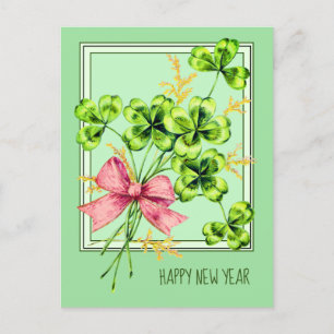 Lucky Charm Shamrocks Cute Happy Nieuwjaar Feestdagenkaart