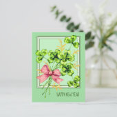 Lucky Charm Shamrocks Cute Happy Nieuwjaar Feestdagenkaart (Staand voorkant)