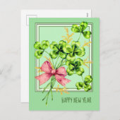 Lucky Charm Shamrocks Cute Happy Nieuwjaar Feestdagenkaart (Voorkant / Achterkant)