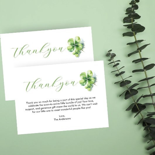 Lucky Charm St Patrick's Baby shower Bedankt Kaart