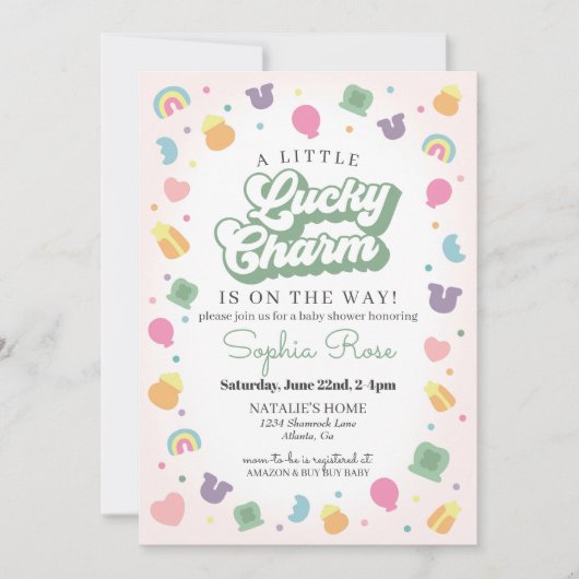 Lucky Charm St Patricks Day Baby shower Uitnodigin Kaart (Voorkant)