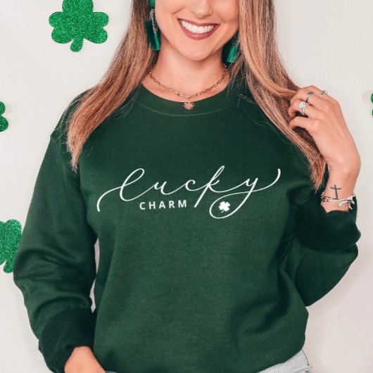 Lucky Charm St. Patrick's Day Cute White Script Trui