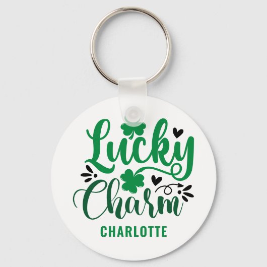 Lucky Charm St Patricks Day Personalized Sleutelha Sleutelhanger (Voorkant)