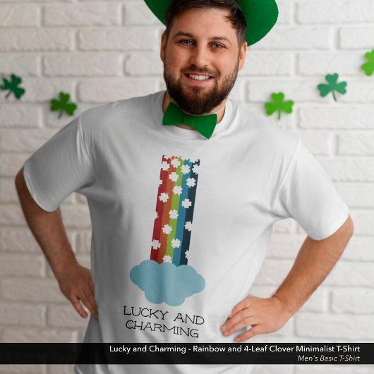 Lucky & Charming Rainbow 4-Leaf Clover Minimalist T-shirt