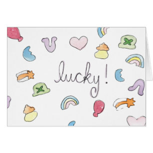 Lucky Charms "Lucky!" Waterverf Print Kaart
