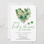 Lucky Charms Twin Baby shower Shamrock Invitation (Devant)