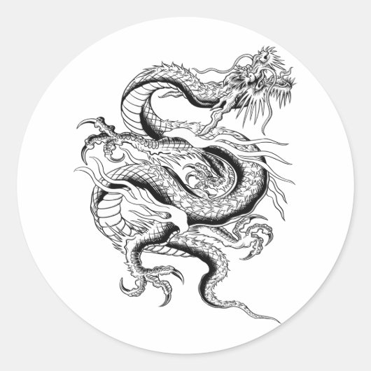 Lucky Chinese Dragon Ronde Sticker (Voorkant)