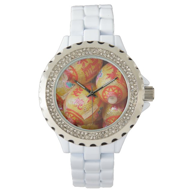 Lucky Chinese papierlantaarns Horloge (Voorkant)