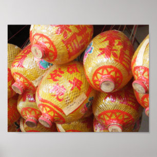 Lucky Chinese papierlantaarns Poster