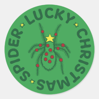 Lucky Christmas Spider Ronde Sticker