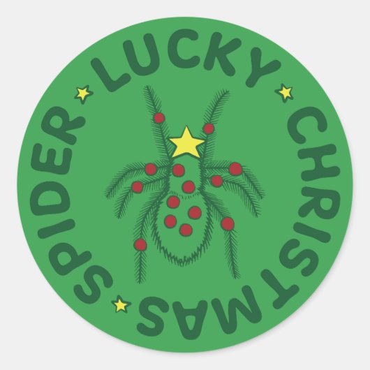 Lucky Christmas Spider Ronde Sticker (Voorkant)