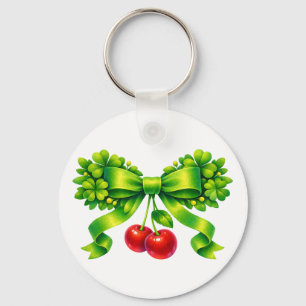 Lucky Clover Boog met Kersen Groen Design Sleutelhanger