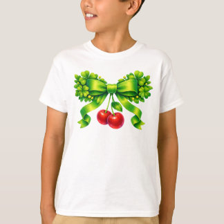 Lucky Clover Bow with Cherries Green Design T-shirt