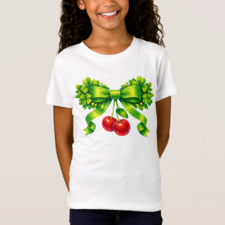 Lucky Clover Bow with Cherries Green Design T-shirt